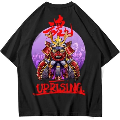 UPRISING Anime Pain Printed T Shirt Men Retro Washed 100% Cotton Tops Tees Harajuku Tshirt Streetwear Hip Hop Male T-shirts
