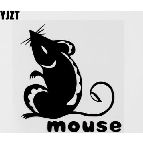 YJZT 12CMX12.7CM Graphical Animal Cute Mouse Vinyl Car Sticker Decal Black/Silver 8C-0172