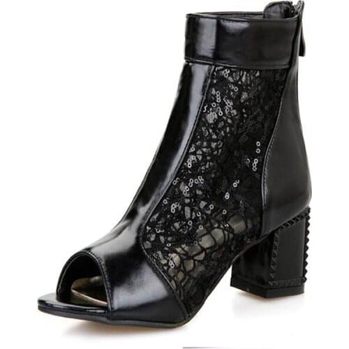 Summer Open Toe Leather Short Boots New Arrival Fashion Casual Women Cut Out Peep Toe Ankle Boots Plus Size Shoes 50 51 52