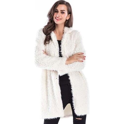 Women Winter Fluffy Faux Fur Coat Womens Lapel Long Jackets Ladies Fashion Casual loose Jacket Warm Outwear Female Plush Coats