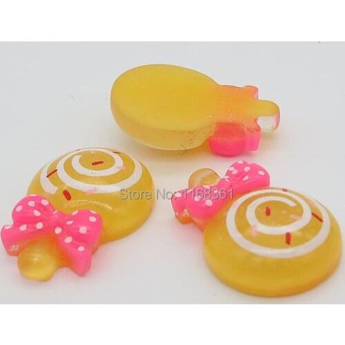 1pcs/lot resin flat back yellow dot lollipop candy 21mm simulation of food Cabochon Scrapbook DIY phone decoration B304-5