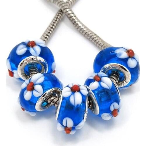 10Pcs New Big Round Flower Round Large Hole European Beads Spacer Charms fit Pandora Bracelet DIY Chain Necklace Jewelry Making