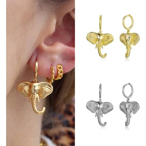 100% 925 Silver Ear Buckle Huggie Hoop Earrings For Women Lucky Elephant Hanging Prevent Allergy Earrings For GIFT A30