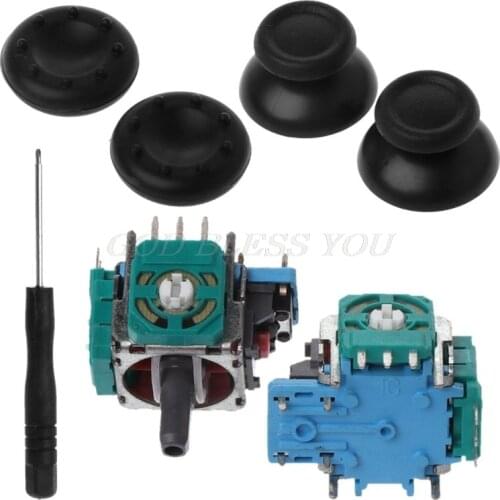 3D Analog Axis Module Potentiometer Black Joystick Thumbsticks Silicone Cover Screwdriver Replacement Kits for Playstation 4 PS4