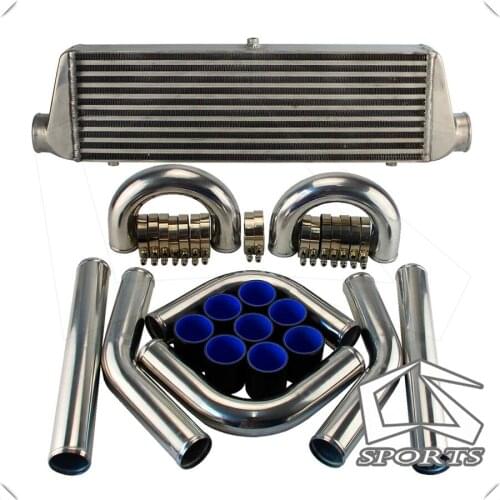Front Mount Intercooler 550x180x64mm + 2.5" Aluminum Piping Hose Clamps Kit DIY