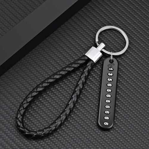 Anti-lost Car Keychain Phone Number Card Keyring Leather Bradied Rope for Opel Astra VAUXHALL MOKKA Zafira Insignia Vectra Antar