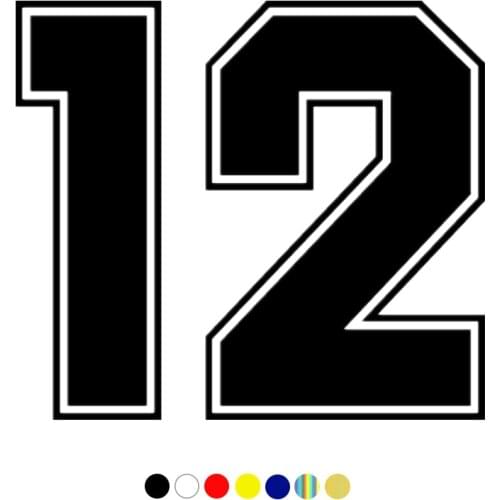 CS-10051# funny racing number 12 vinyl car sticker reflective waterproof car decal stickers on car truck bumper rear window