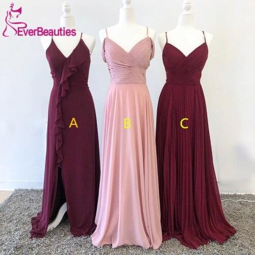 Cheap A-Line Bridesmaid Dresses 2020 Chiffon V-Neck Vestido De Festa Robe Demoiselle D'Honneur