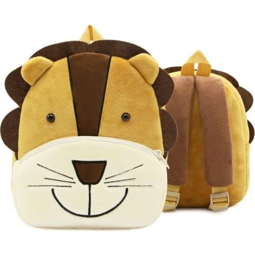 Children School Backpack Cartoon Lion Design Comfortable Soft Plush Material For Toddler Baby Kindergarten Kids Snacks Bag