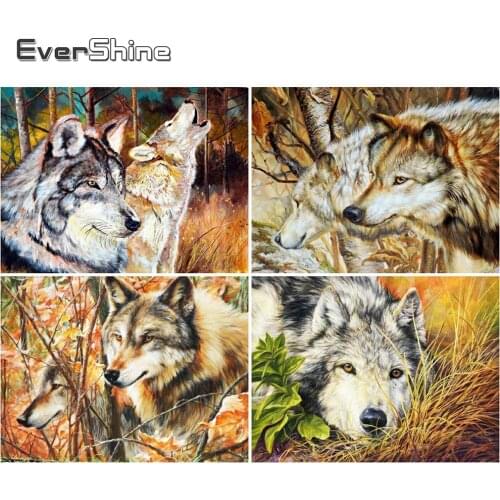 EverShine DIY Diamond Embroidery Animals New Arrival 5D Diamond Painting Wolf Cross Stitch Mosaic Art Kits Home Decoration
