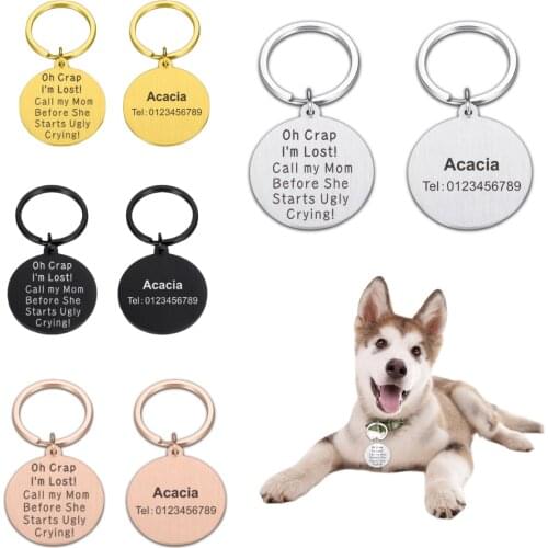 Pet ID Tag Personalized Collar Free Engraved Collar Name for Cat Puppy Dog Tag Pendant Keyring Pet Accessories Pet Necklace