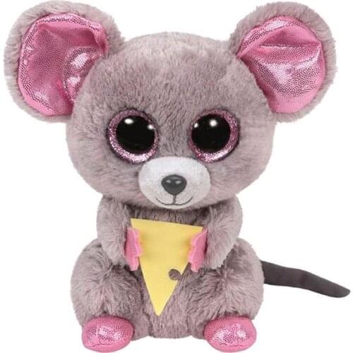 New 6" 15cm Ty Big Eyes Stuffed Peas Plush Animal Squeaker the Grey Mouse Doll Collection Boys and Girls Birthday Gifts