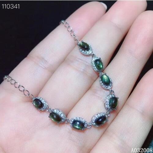 KJJEAXCMY fine jewelry 925 sterling silver inlaid natural black star sapphire hand bracelet female noble bracelet support test