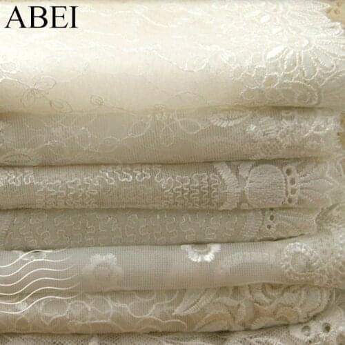 9-20cm 2yards White Beige Embroidered Mesh Lace Fabric Trims for Wedding Party Dress DIY Doll Clothes Ribbon Handmade Patchwork