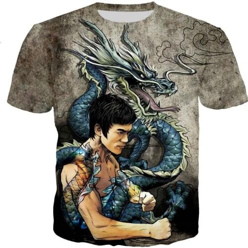 2021 Summer New Style Bruce Lee New Fashion Cool 3D Printing Male T-shirt Casual Style Street National Hero Top