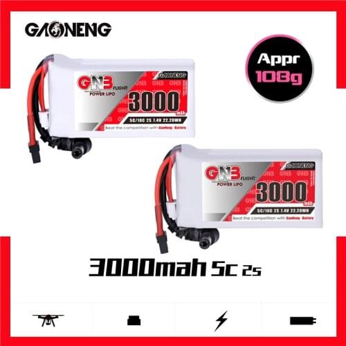 GNB 3000MAH 2S 5C/10C 7.4V Lipo Battery With XT30/XT60 Plug for Fatshark Glasses Dominator Skyzone Aomway FPV Goggles RC Drone