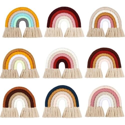 Macrame Rainbow Wall Hanging Decorative Colored for Boho Home Decor, Party Supplies, Baby Shower, Nursey Dorm Room
