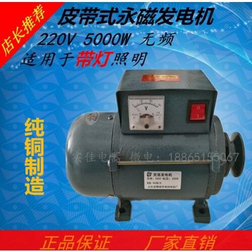 220 v power 3500 w small new pure copper belt wheel type permanent magnet generator with light
