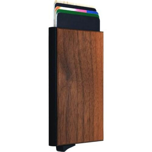 Wood Pattern Credit Card Holder for Men Slim Anti Protect Travel ID Cardholder Women Aluminum Rfid Wallet Metal Case Porte Carte