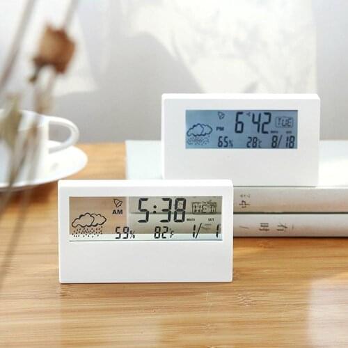 Transparent Screen Weather Station Alarm Clock Indoor Hygrometer Thermometer Weather Forecast Sensor Clock