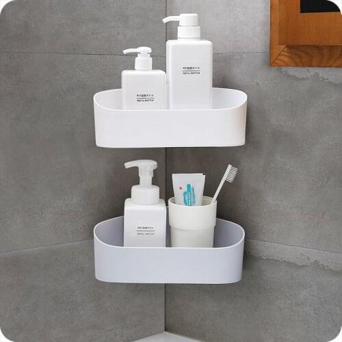 Punch Free Bathroom Shelf Bathroom Drain Storage Rack Plastic Wall Mounted Wash Rack