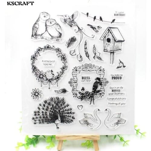 KSCRAFT Cute Animals Transparent Clear Silicone Stamps for DIY Scrapbooking/Card Making/Kids Fun Decoration Supplies Flower 107