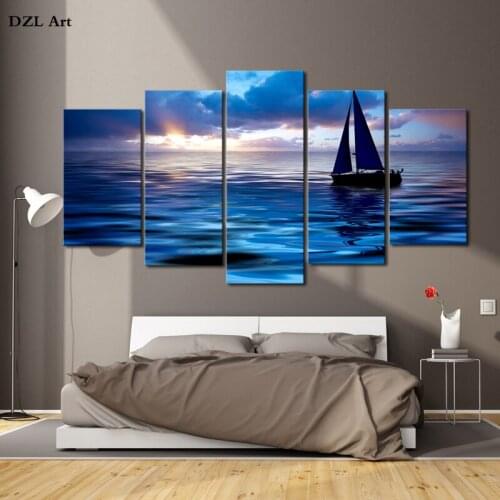 Drop Shipping 5 Piece Sea view Modern Home Wall Decor Canvas Picture Art HD Print Painting On Canvas for Merry Chritmas