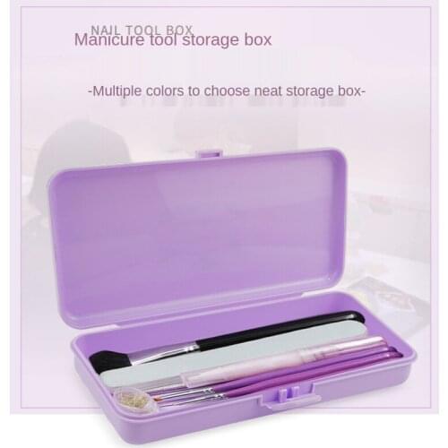 Rectangle Nail Storage Box for Long Nail Tools Tweezers Cuticle Pusher Brushes Pens Nail Art Plastic Empty Holder Container Case