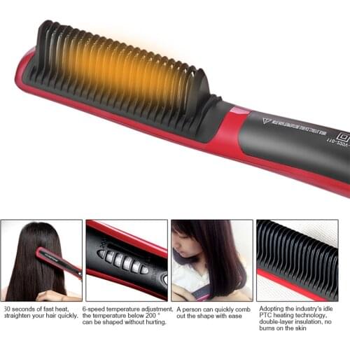 Hair Straightener Comb Curling Comb Electric Straight Hair Comb Brush Heated Hair Beard Straightening Bear Brush Hair Curly Tool