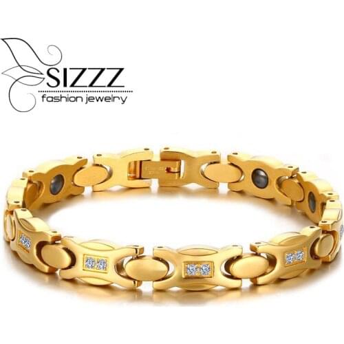 SIZZZ Factory direct stainless steel fashion jewelry with magnetic bracelet gold hologram bracelets&bangles for women