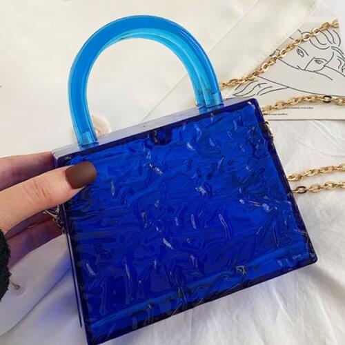 Luxury PVC Box Bag Transparent Acrylic Shoulder Bag Candy Color Jelly Bag Mini Square Bag Crossbody Bag