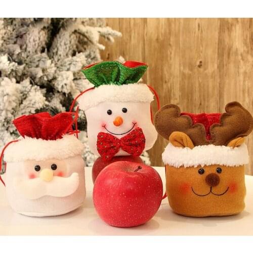 Christmas Decorations Candy Bag Gift Bag Old Man Snowman Elk Apple Bag Christmas Tree Decoration Ornaments Cute Santa Flannel
