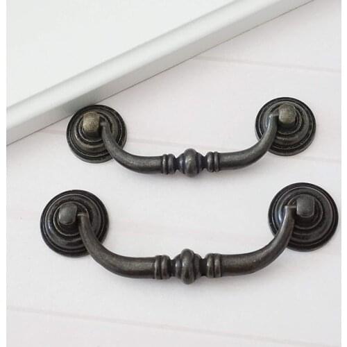 3.5'' 4.1'' Shabby Chic Knobs Handles Vintage Furniture Handle for Cabinet and Drawers Antique Black Kitchen Accessory Door Knob