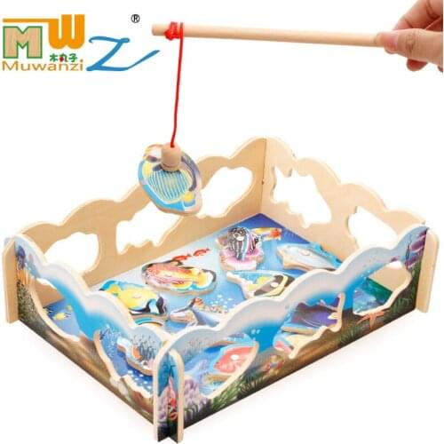 Fish Educational Baby Wooden Toys Magnetic Fishing Toy Set Christmas Gifts Childrens Educational Game Toy For Children M15