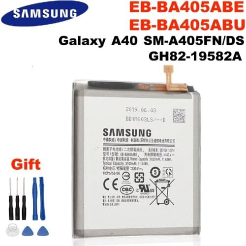 SAMSUNG Original EB-BA405ABE EB-BA405ABU 3100mAh battery For SAMSUNG Galaxy A40 2019 SM-A405FM/DS A405FN/DS GH82-19582A + Tools