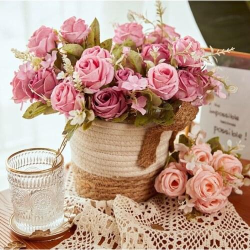 Silk Rose Peony Artificial Flowers Beautiful Flores Bouquet for Wedding Party Home Decoration