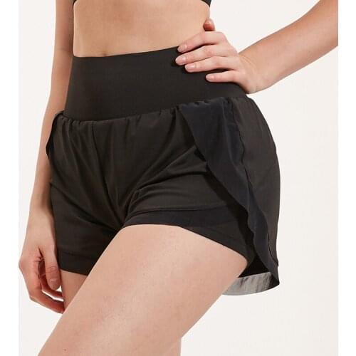 Women Fake Two Breathable Shorts High Waist Quick Dry Fitness Yoga Sport Short 2 in 1 Double Layer Female Running Gym Pants