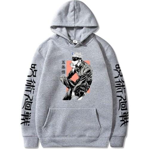 SUNOWE 2021Jujutsu Kaisen Hoodies Satoru Gojo Eyes Hoodie Japanese Anime Long Sleeves Loose Sweatshirt Unisex Clothes