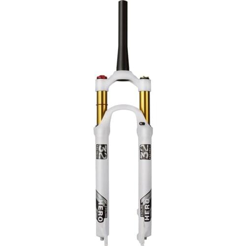 White Magnesium Alloy Stroke 100-120mm Mountain Bike Air Fork 1750g 26 27.5 29 Bicycle Suspension Plug Bicycle Fork MTB Fork