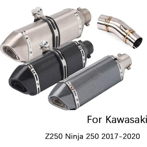 For Kawasaki Z250 Ninja 250 2017-2020 Exhaust Pipe Slip On Motorcycle 51mm Escape Mid Tail Pipe Removable DB Killer Muffler