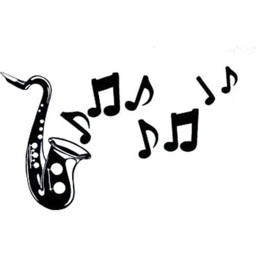 Funny Music Saxophone Symbol Sticker Fashion Car Stickers Decoration Personality Pvc Waterproof Decal Accessories Black/white