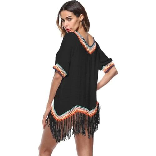 Women Sexy Tassel Beach Cover Up Swimwear 2018 Summer Bikini Cover Up Swim Beach Wear Bikini Cover Up Knitted Swim Beach Dress