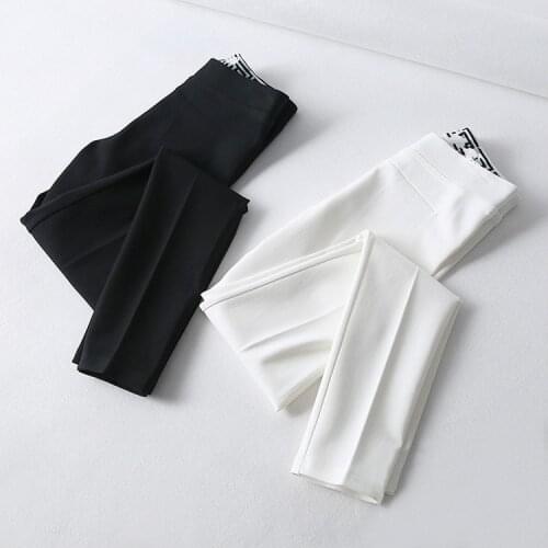 Plus Size Stretch Pants for Woman 2020 New Slim Temperament Casual Legins Pants Office Lady All-match Basic Trousers White Black