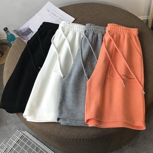 2021 Summer High Waist Wide Leg Short Pants Women Knee Length Pants Drawstring Korean thin cotton Casual loose Holiday Trousers
