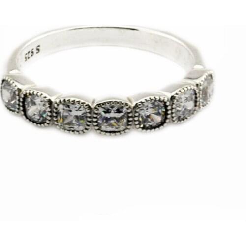 Alluring Cushion Silver Rings for Women 100% 925 Sterling Silver Rings Jewelry Clear CZ Stackable Style Female Ring Jewelry