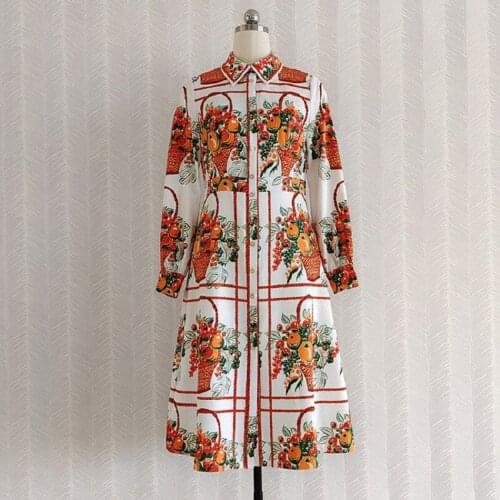 Newest Fashion Womens Dress 2021 Autumn Clothing Ladies Turn-down Collar Charming Floral Print Long Sleeve Vintage Button Dress