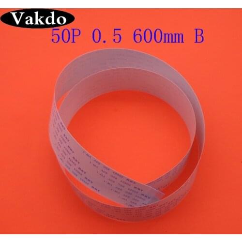 1pcs 50pin FFC FPC flat line flexible cable 0.5mm pitch 50 pin B Reverse Length 600mm Ribbon Flex Cable AWM 20624 80C 60V