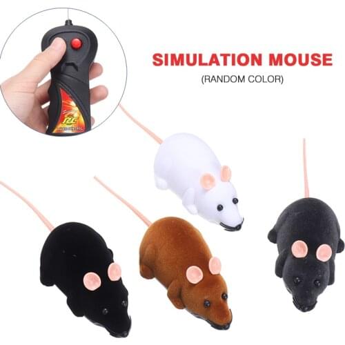 1pcs Wireless Electric RC Mice Toy Flocking Rat Toy Pet Cat Playing Remote Control Mouse for Cat Pet Kids Playing Toys