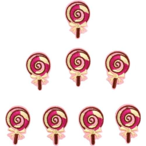 10pcs Iron On Lollipop Stickers Embroidered Cartoon Patches DIY Sew On Jeans Bags Shoes Hats Pants Coats Appliques Iron On Badge