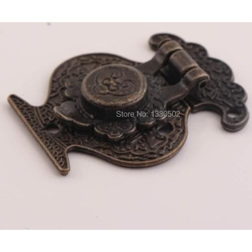 2sets/lot 47*35mm Unique Design Metal Antique Bronze Color Latch Hasp Pad Chest Lock Wood Jewelry Box Accessories